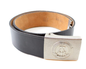 Original East German NVA Leather Belt with Buckle – Cold War DDR German Military Black
