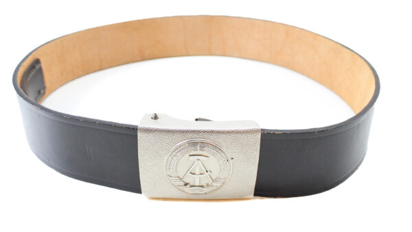 Original East German NVA Leather Belt with Buckle – Cold War DDR German Military Black - Image 2