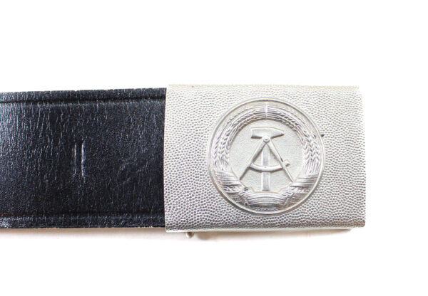 Original East German NVA Leather Belt with Buckle – Cold War DDR German Military Black - Image 5
