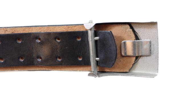 Original East German NVA Leather Belt with Buckle – Cold War DDR German Military Black - Image 3
