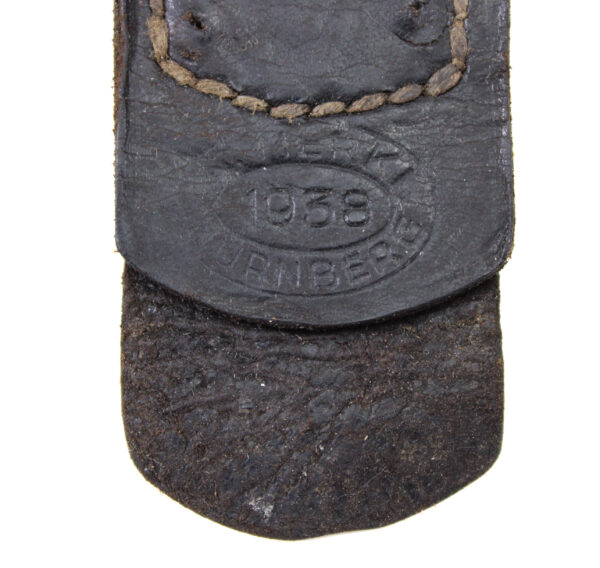 Original German WWII Wehrmacht Heer EM Steel Belt Buckle with 1938 Leather Strap by Stefan Merkel - Image 3