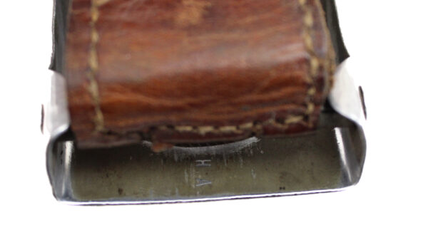 Original WWII German Wehrmacht Heer EM Steel Belt Buckle Marked “HA” with Leather Strap (Illegible Stamp) - Image 3