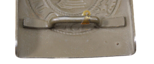 Original WWII German Heer Tabbed Steel Belt Buckle – RS&S, Leather Tab Marked R. Sieper & Söhne 1940 - Image 3