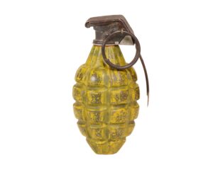 WWII mkII first style hang grenade yellow INERT