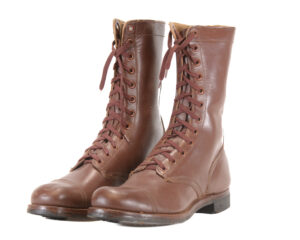 Korean War 1952 Brown Leather Combat Jump Boots by International Shoe Co. - 14.5