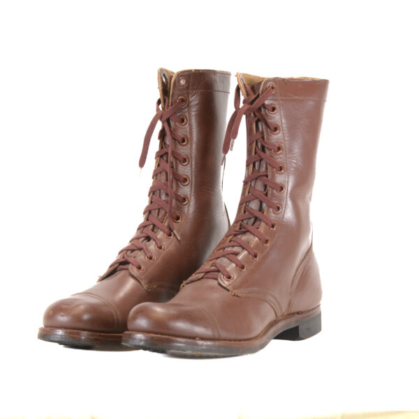 Korean War 1952 Brown Leather Combat Jump Boots by International Shoe Co. - 14.5