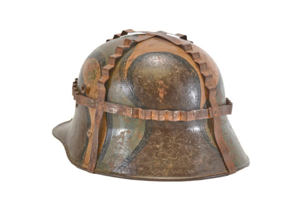 Original Interwar German M16 Helmet, Very Rare – Early Paint, 3-Pad Liner, and Foliage Basket - Image 2