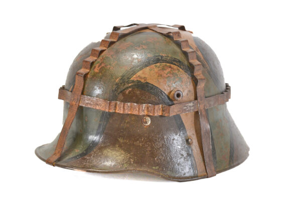 Original Interwar German M16 Helmet, Very Rare – Early Paint, 3-Pad Liner, and Foliage Basket - Image 4