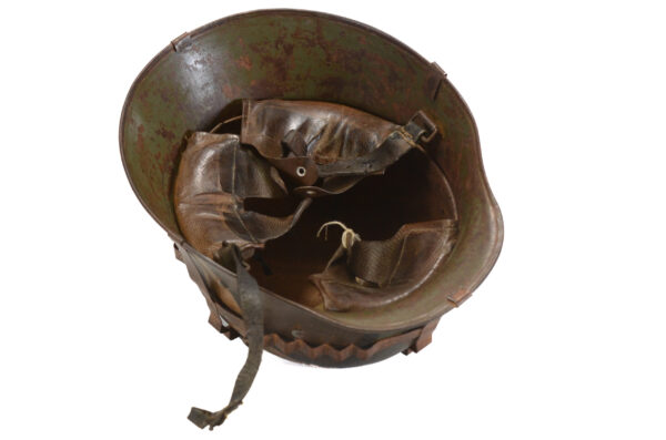 Original Interwar German M16 Helmet, Very Rare – Early Paint, 3-Pad Liner, and Foliage Basket - Image 8