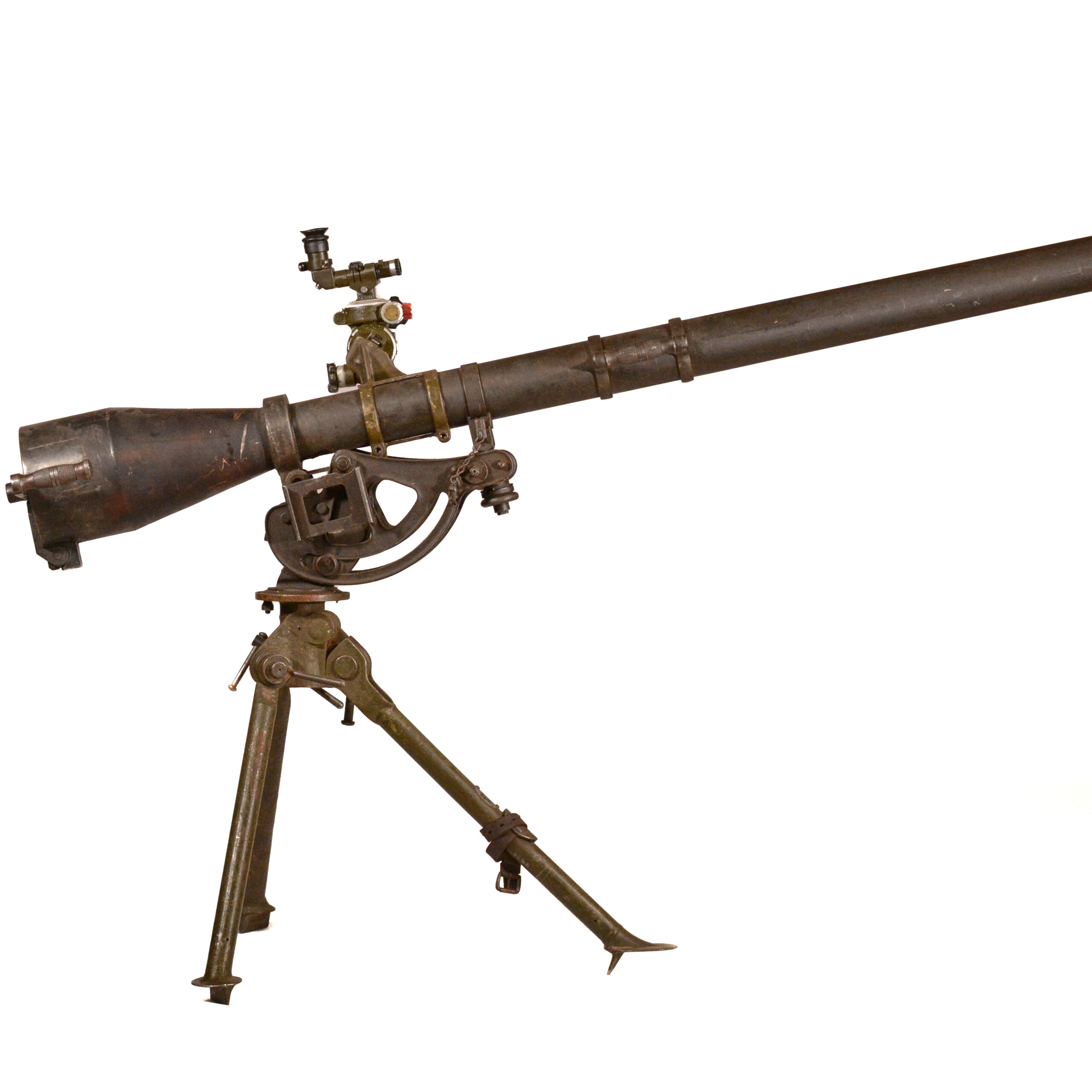 U.S. Firestone M20 Recoilless Rifle with M1917A1 Tripod — Made Inert — Includes Spent Case & M45 Light Instrument