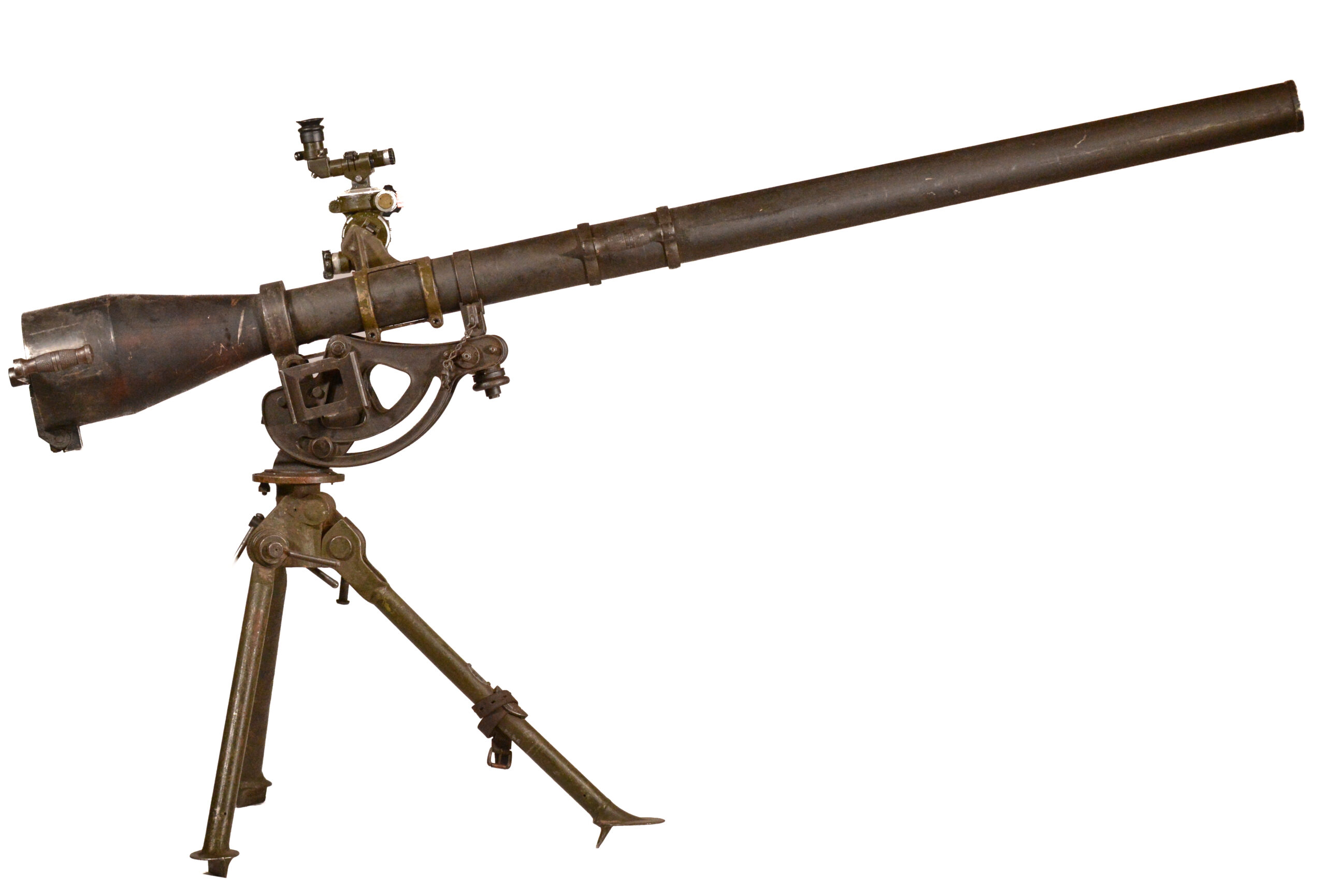 U.S. Firestone M20 Recoilless Rifle with M1917A1 Tripod — Made Inert — Includes Spent Case & M45 Light Instrument - Image 3