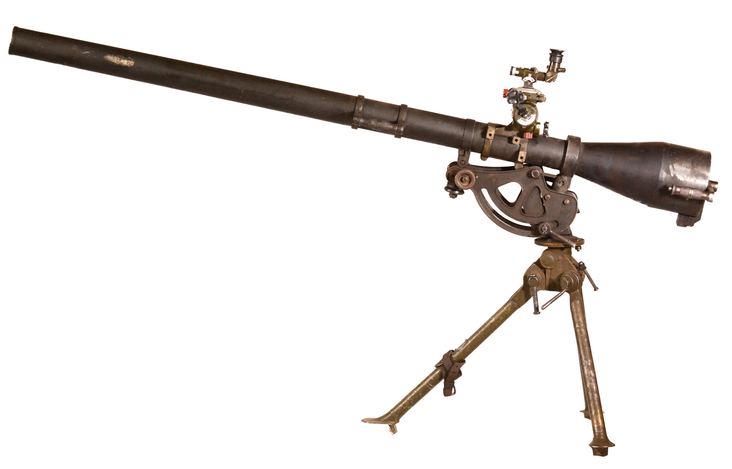U.S. Firestone M20 Recoilless Rifle with M1917A1 Tripod — Made Inert — Includes Spent Case & M45 Light Instrument - Image 5