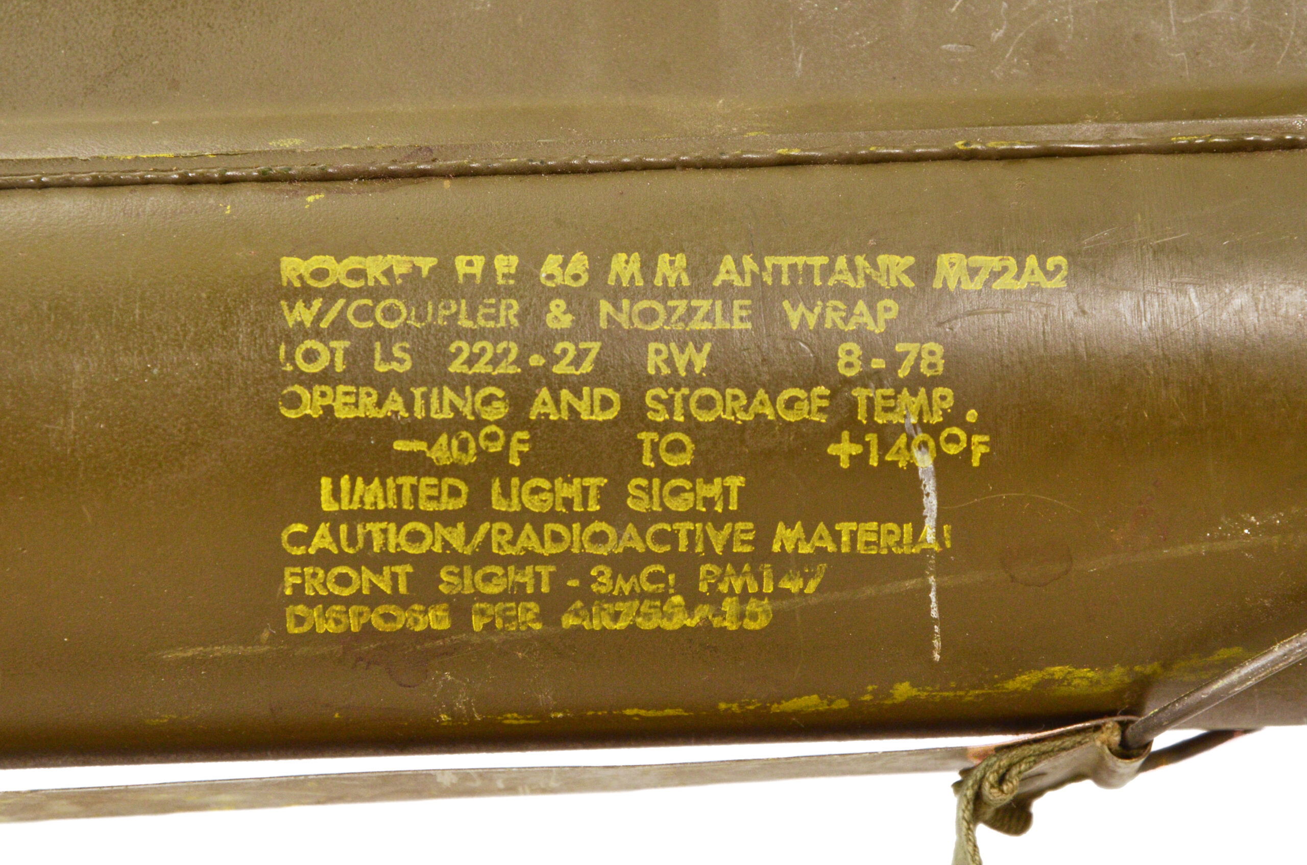 Original U.S. Inert M72A3 Light Anti-Armor Weapon “LAW” Tube (early 80s Production) - Image 10