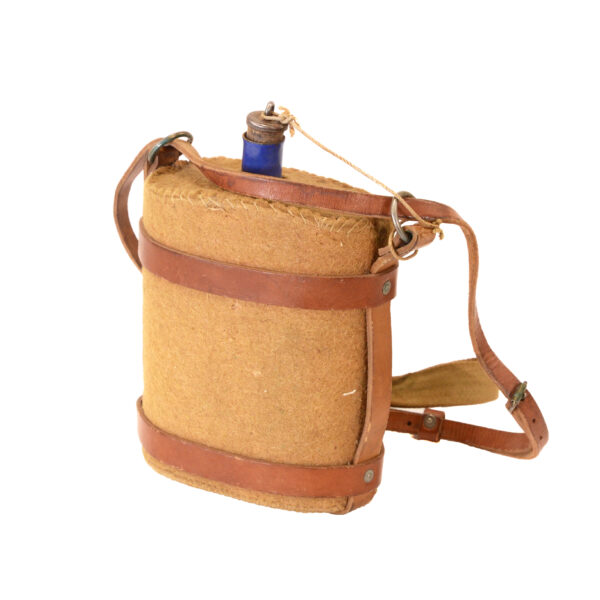 Authentic WWI British 1903 Pattern Bandolier Canteen – Leather Harness & Blue Enamel Canteen