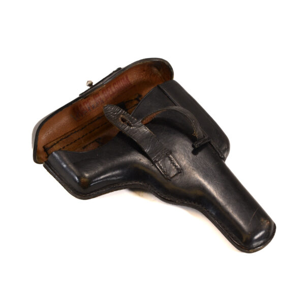 Original Post WWII German Police Issue Hi-Power Black Leather Holster by Geco - Image 4