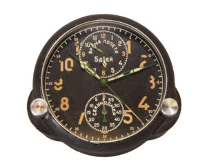 Original Soviet MiG Fighter Cockpit Clock — Cold War Era Aircraft Instrument