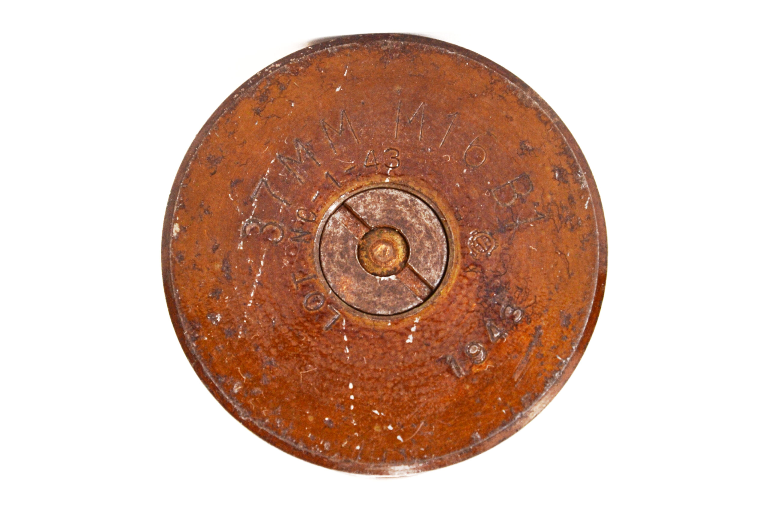 Original WWII 37mm M16 Case with Inert Round — Springfield Armory Marked, 1943 (Lot 1-43) - Image 4