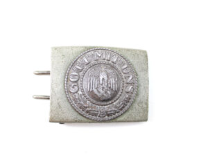 Original WWII German Heer Army EM/NCO Aluminum Belt Buckle – Marked B.N. with Assmann Triangle