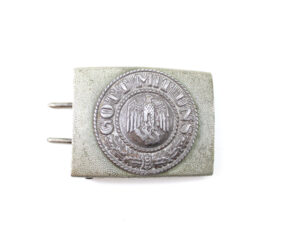 Original WWII German Heer Army EM/NCO Aluminum Belt Buckle – Marked B.N. with Assmann Triangle