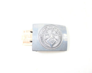 Original German WWII Hitler Youth Steel Belt Buckle with Paper Tag – RZM M4/27