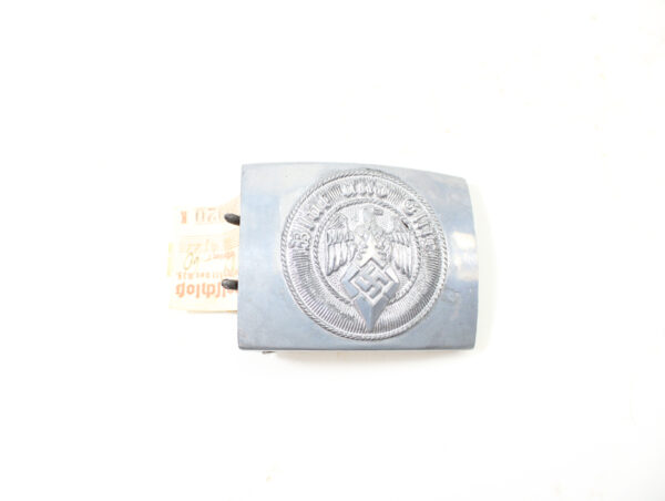 Original German WWII Hitler Youth Steel Belt Buckle with Paper Tag – RZM M4/27