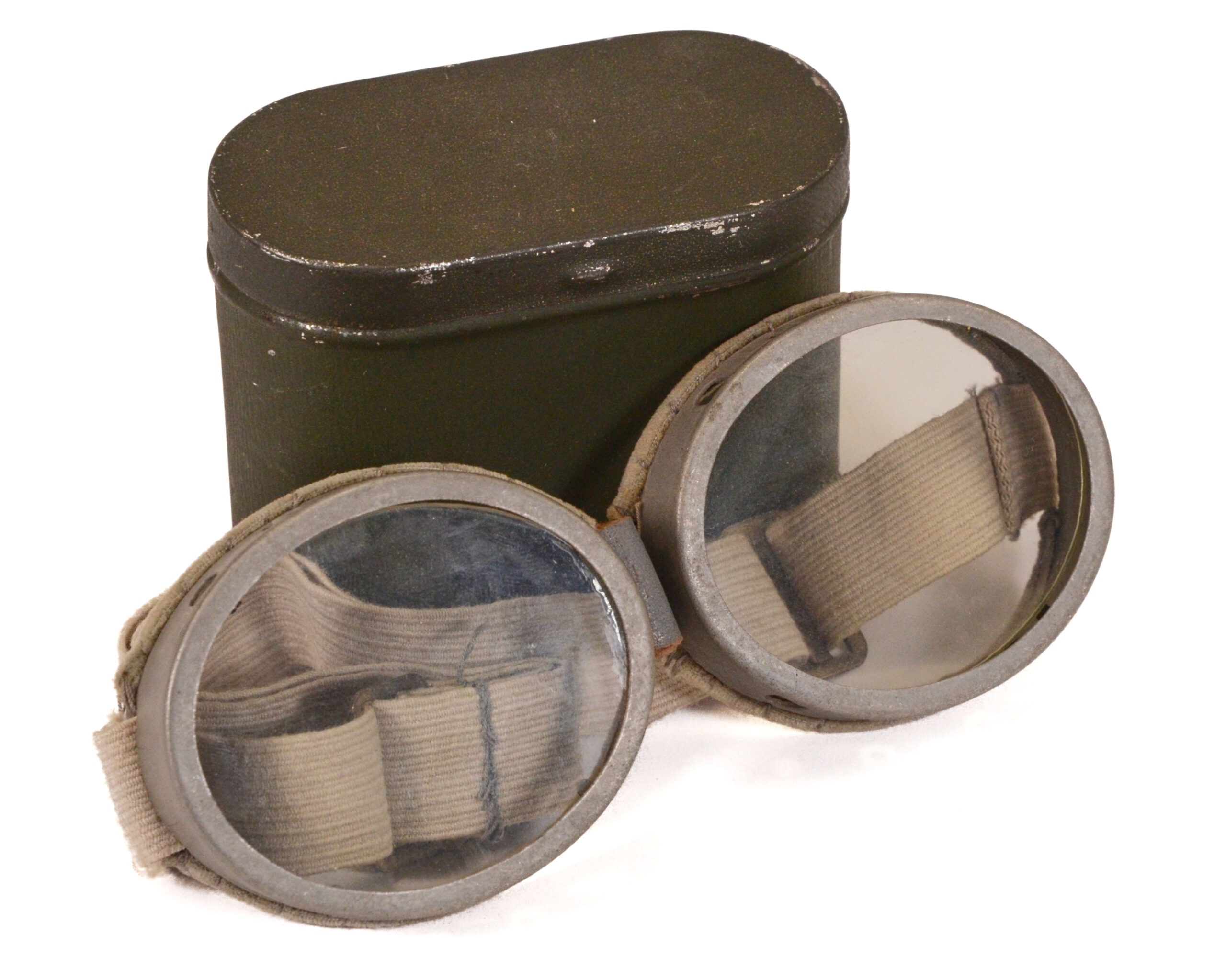 Original British WWII Dust Goggles with Metal Case