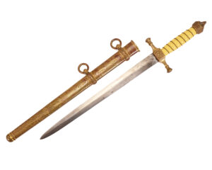 Authentic WWI Imperial German Naval Officer’s Dagger – W.K.C. “Lightning Pattern” Scabbard