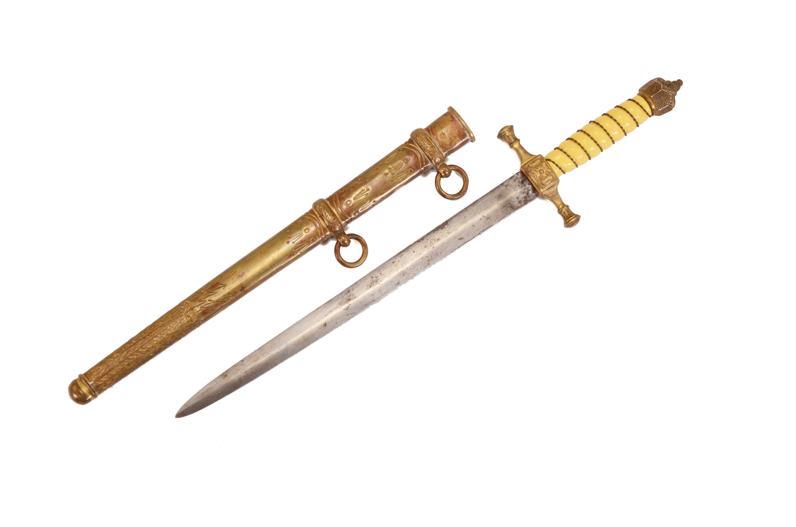 Authentic WWI Imperial German Naval Officer’s Dagger – W.K.C. “Lightning Pattern” Scabbard - Image 2