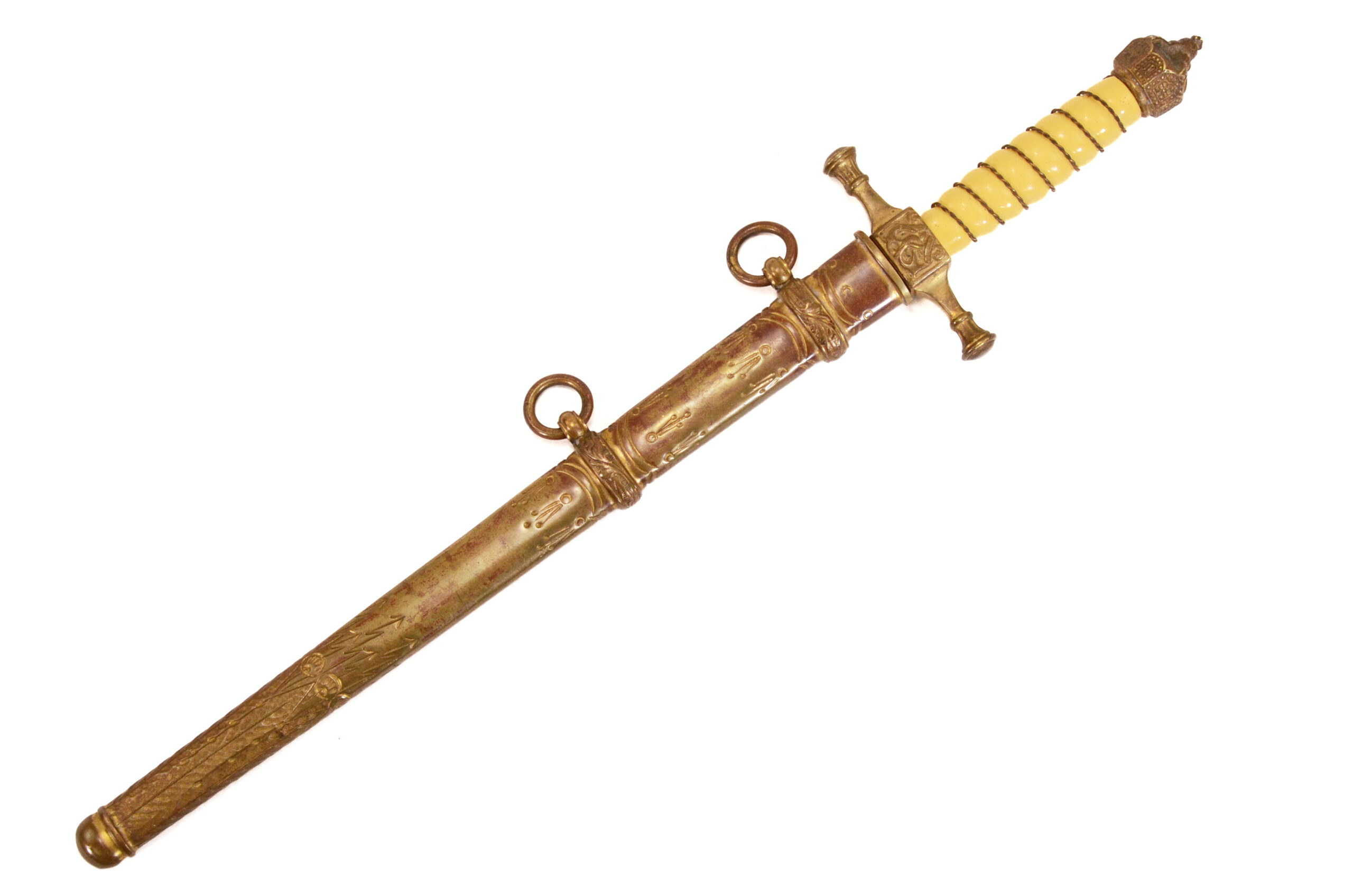 Authentic WWI Imperial German Naval Officer’s Dagger – W.K.C. “Lightning Pattern” Scabbard - Image 3