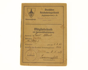 Membership Booklet for the "Deutscher Reichskriegerbund (Kyffhäuserbund)- Mitgliedsbuch