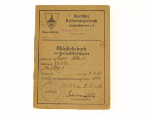 Membership Booklet for the "Deutscher Reichskriegerbund (Kyffhäuserbund)- Mitgliedsbuch