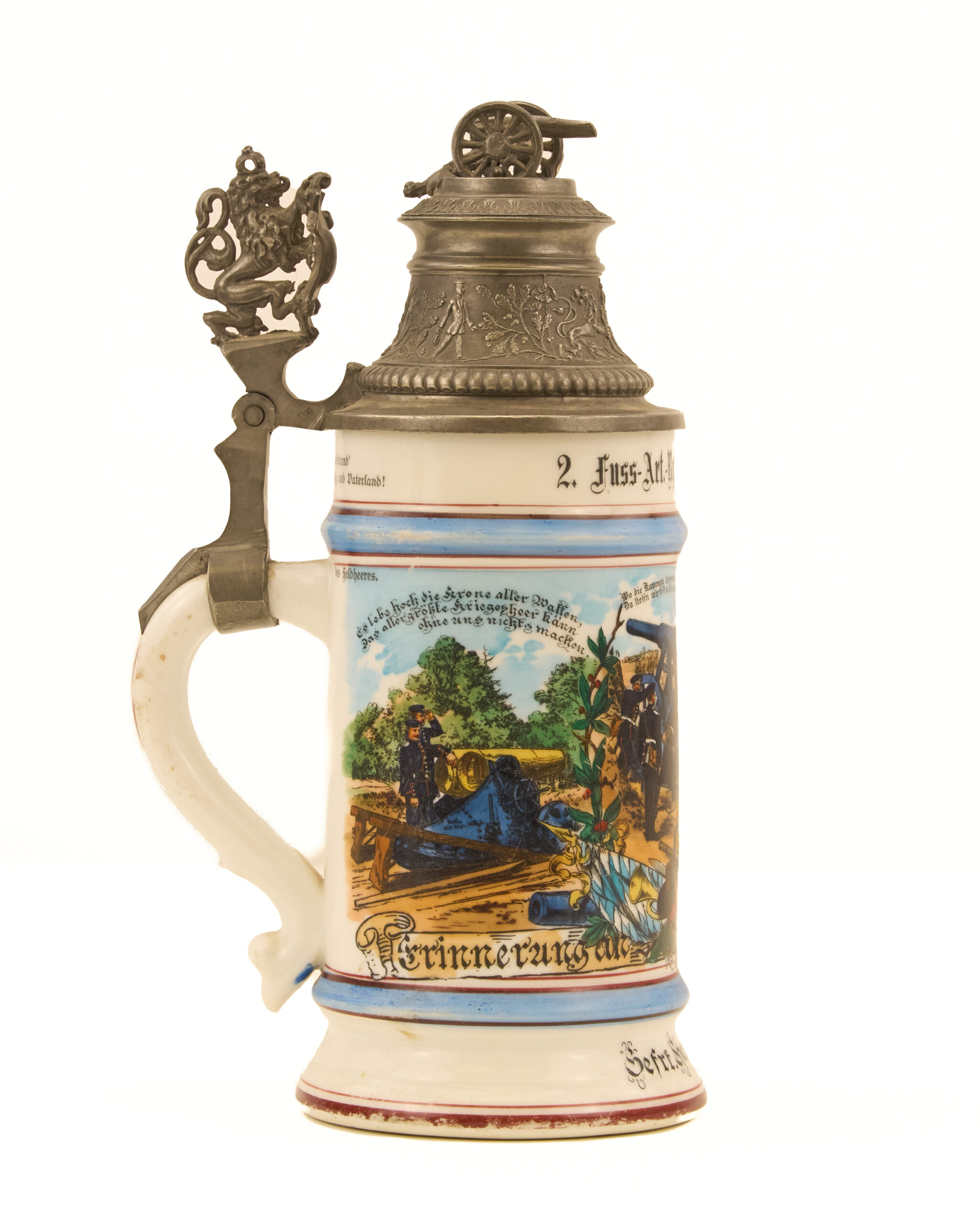 Original Imperial German Porcelain Regimental Reservist Beer Stein - Personalized for Gefreiter (Corporal) Hans Fischer - Image 2