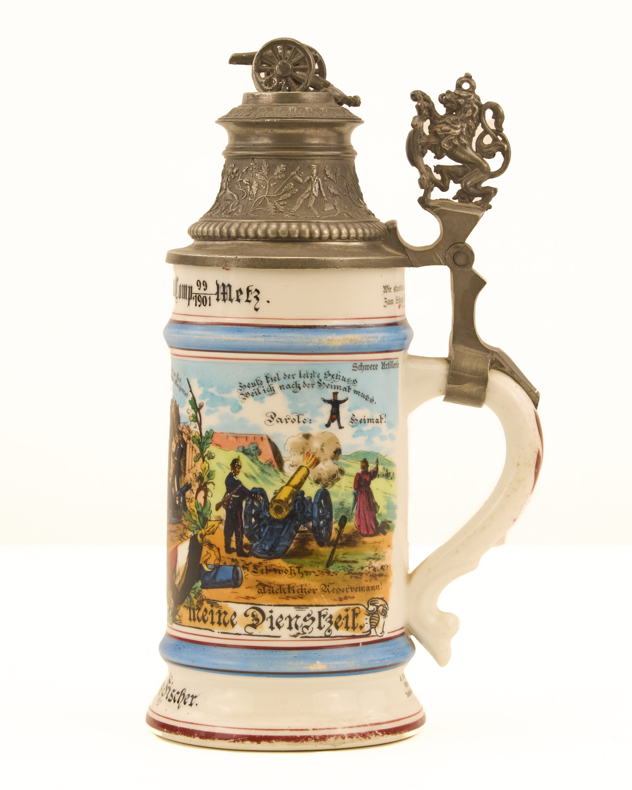 Original Imperial German Porcelain Regimental Reservist Beer Stein - Personalized for Gefreiter (Corporal) Hans Fischer - Image 4