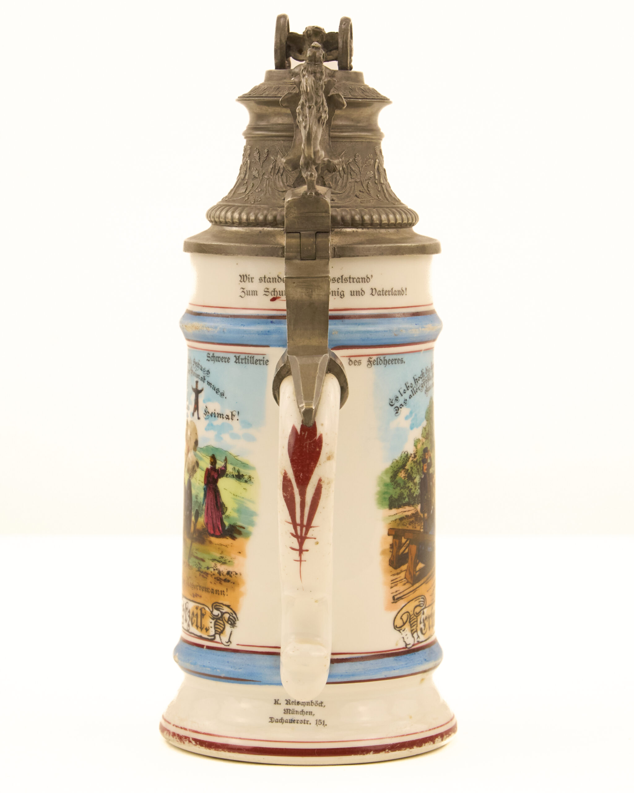 Original Imperial German Porcelain Regimental Reservist Beer Stein - Personalized for Gefreiter (Corporal) Hans Fischer - Image 3