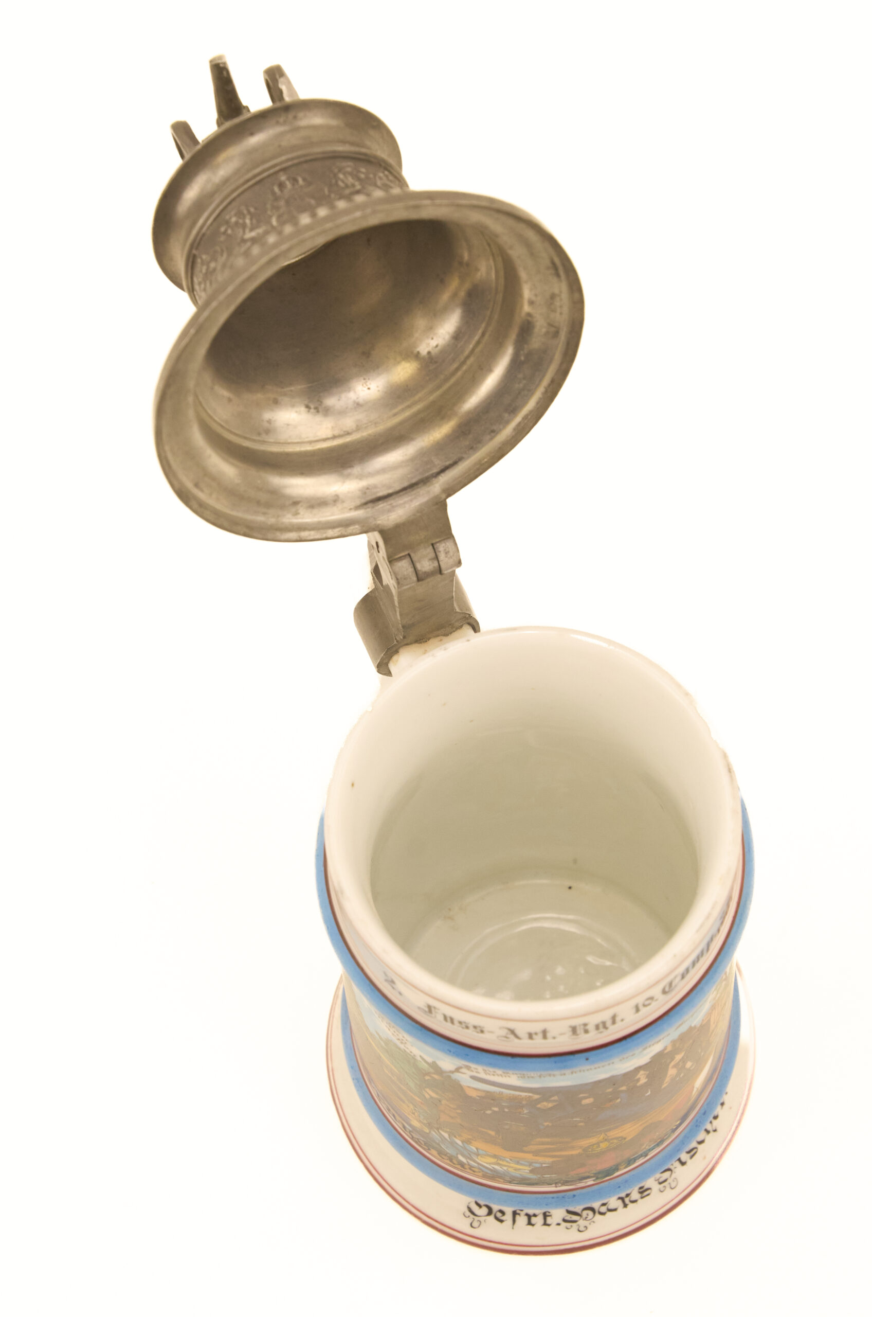 Original Imperial German Porcelain Regimental Reservist Beer Stein - Personalized for Gefreiter (Corporal) Hans Fischer - Image 6