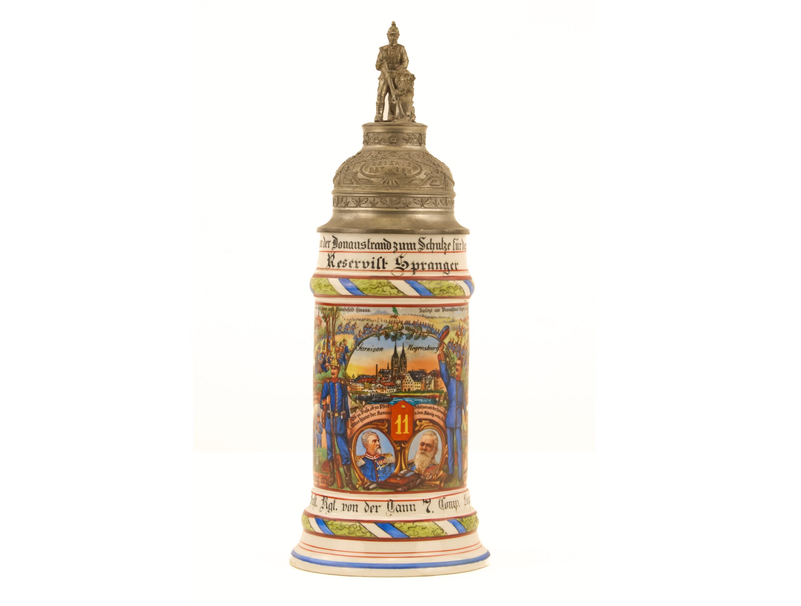 Original Imperial German WWI-Era Bavarian Infantry Regiment Reservist Beer Stein – 11th Royal Bavarian Infantry / 16th Bavarian Infantry (7th Company)