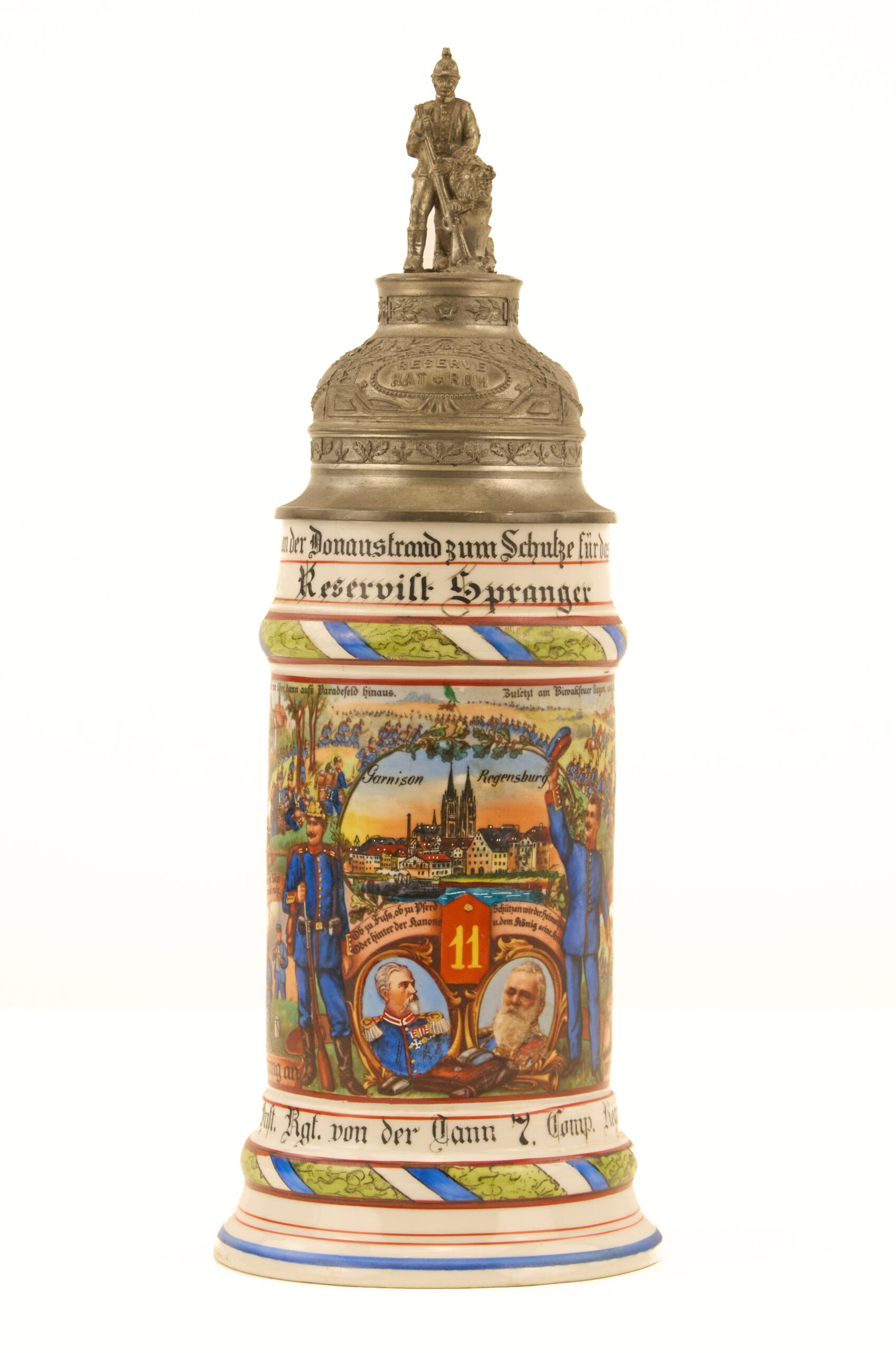 Original Imperial German WWI-era 11th Royal Bavarian Infantry Regiment reservist beer stein - Image 5