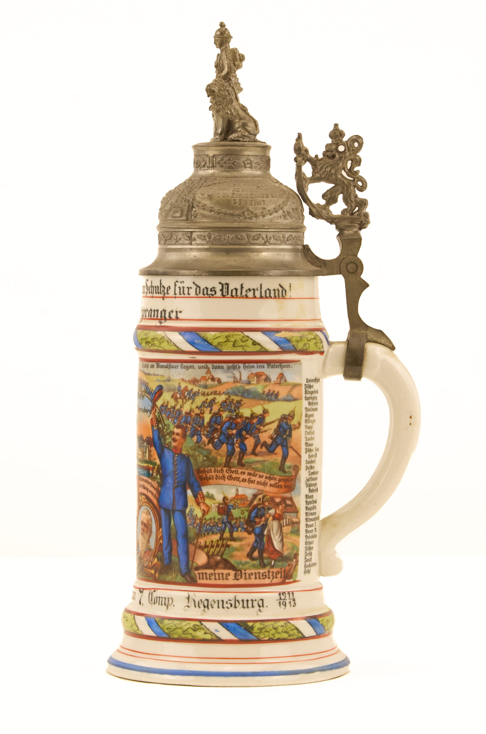 Original Imperial German WWI-era 11th Royal Bavarian Infantry Regiment reservist beer stein - Image 4