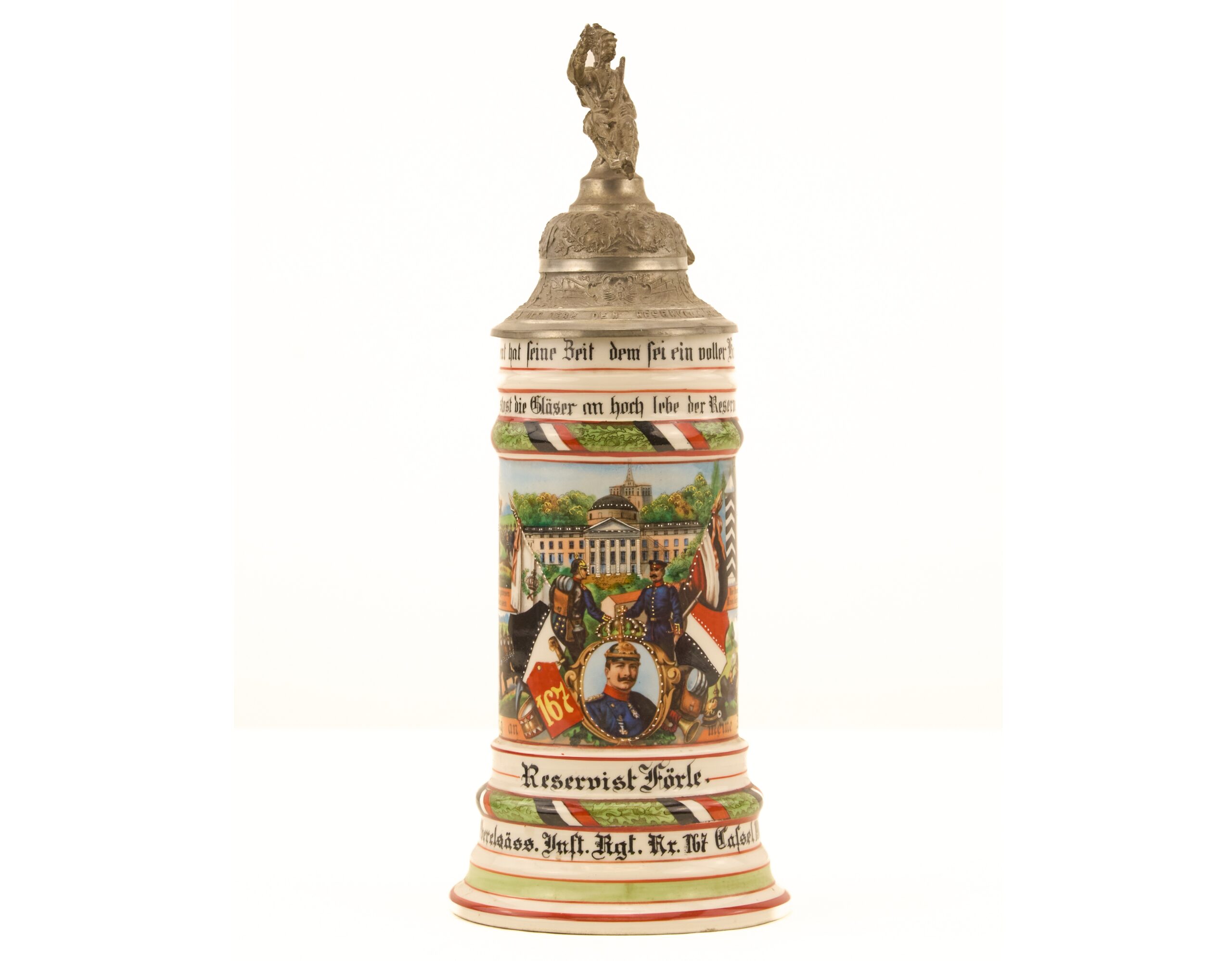 Original Imperial German WWI-era167th Infantry Regiment reservist beer stein