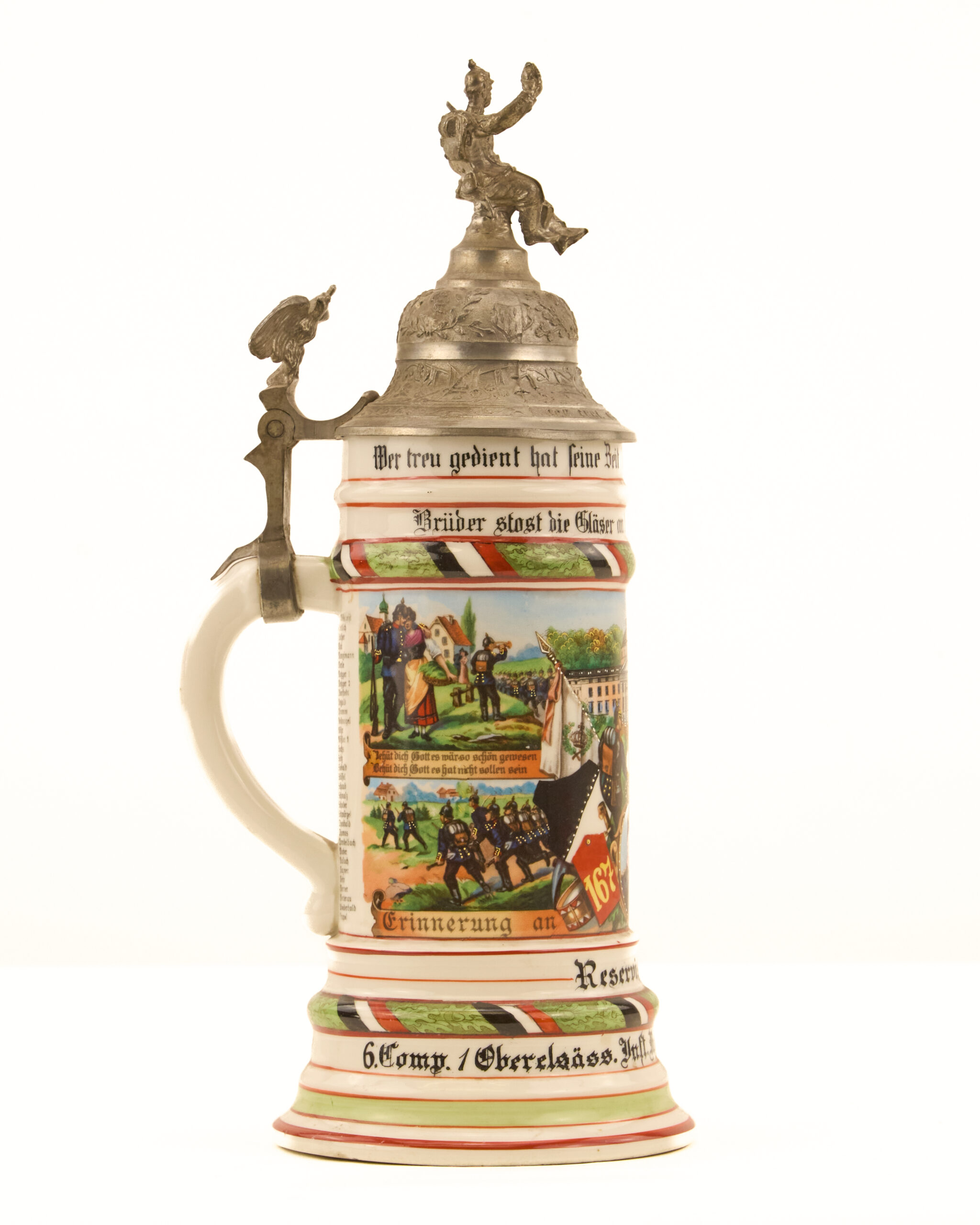 Original Imperial German WWI-era167th Infantry Regiment reservist beer stein - Image 7