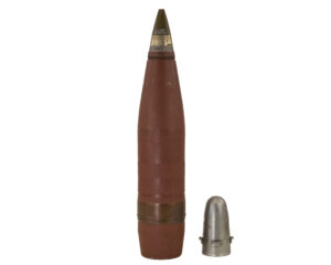 U.S. Navy 5"/54 caliber artillery projectile, AMS 90 F shell fitted with a W.R.C. Mk 4 Mod 0 shell cap