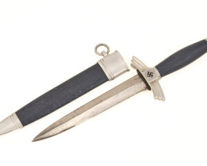 Original German WWII Aluminum Fitted NSFK Glider Pilot's Dagger by Rare Maker F. & A. Helbig with Scabbard