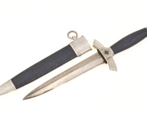 Original German WWII Aluminum Fitted NSFK Glider Pilot's Dagger by Rare Maker F. & A. Helbig with Scabbard