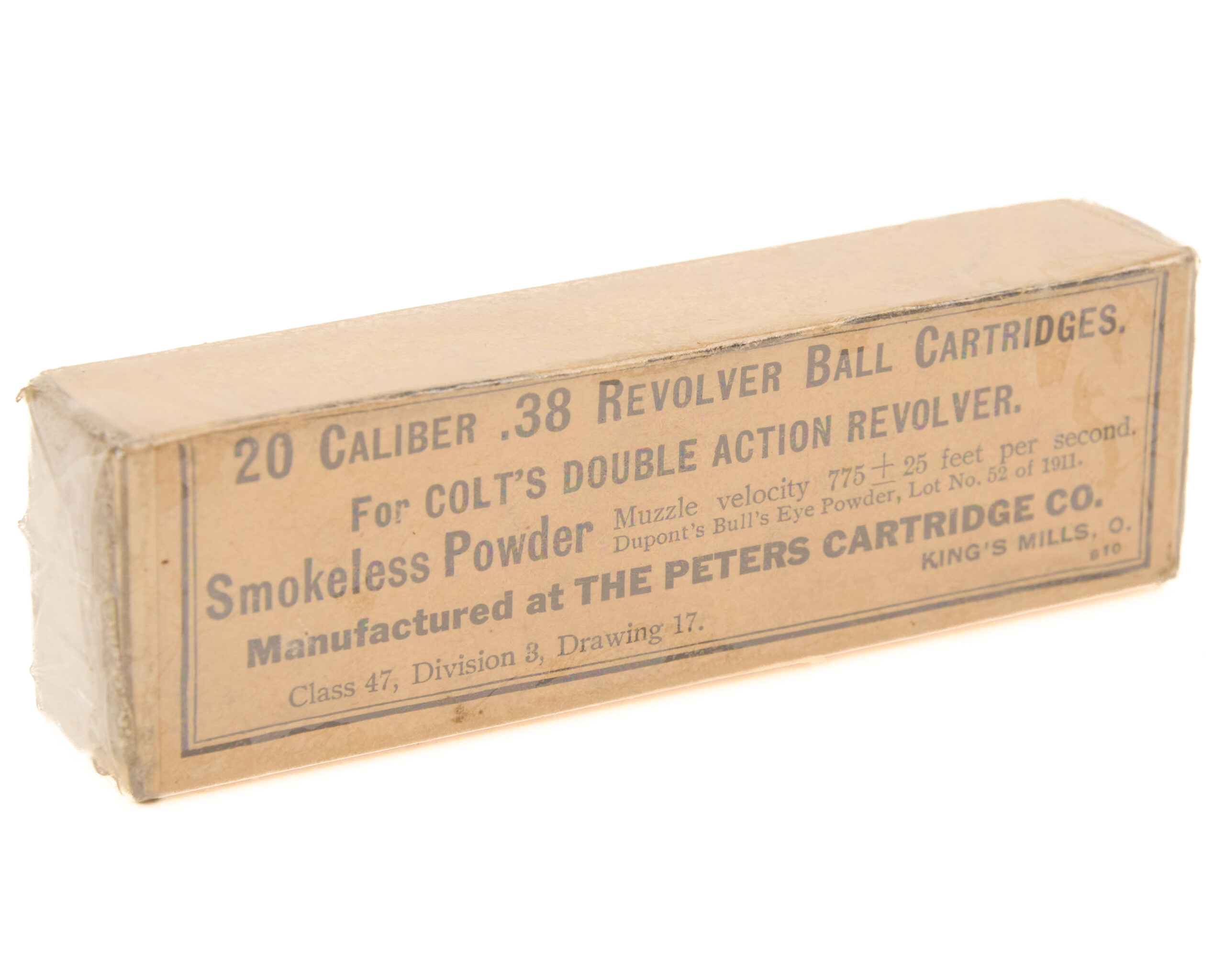 Antique Peters Cartridge Co revolver ammunition box