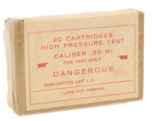 Lake City .30 M1 high pressure test cartridge box front label