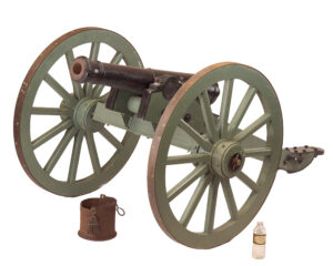 Civil War two-pounder field cannon on wood and iron carriage