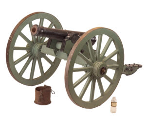 Civil War two-pounder field cannon on wood and iron carriage