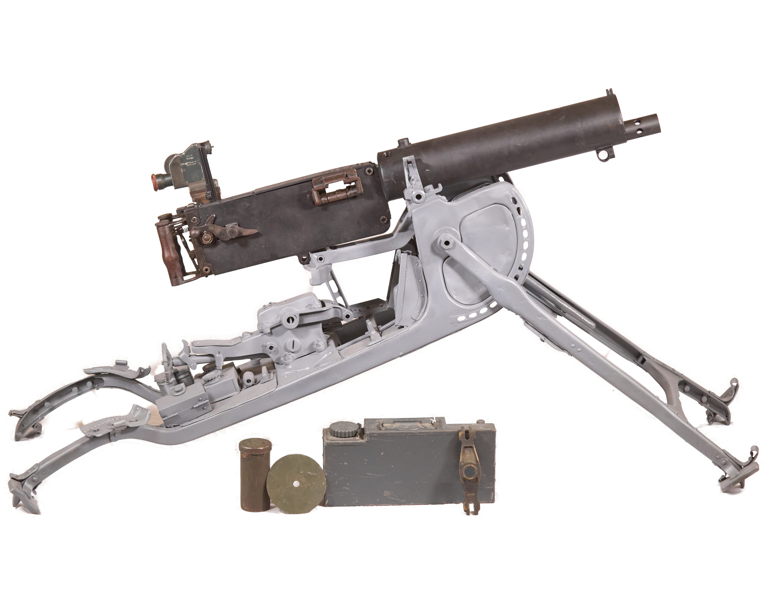 DWM MG 08 display machine gun on Schlittenlafette 08