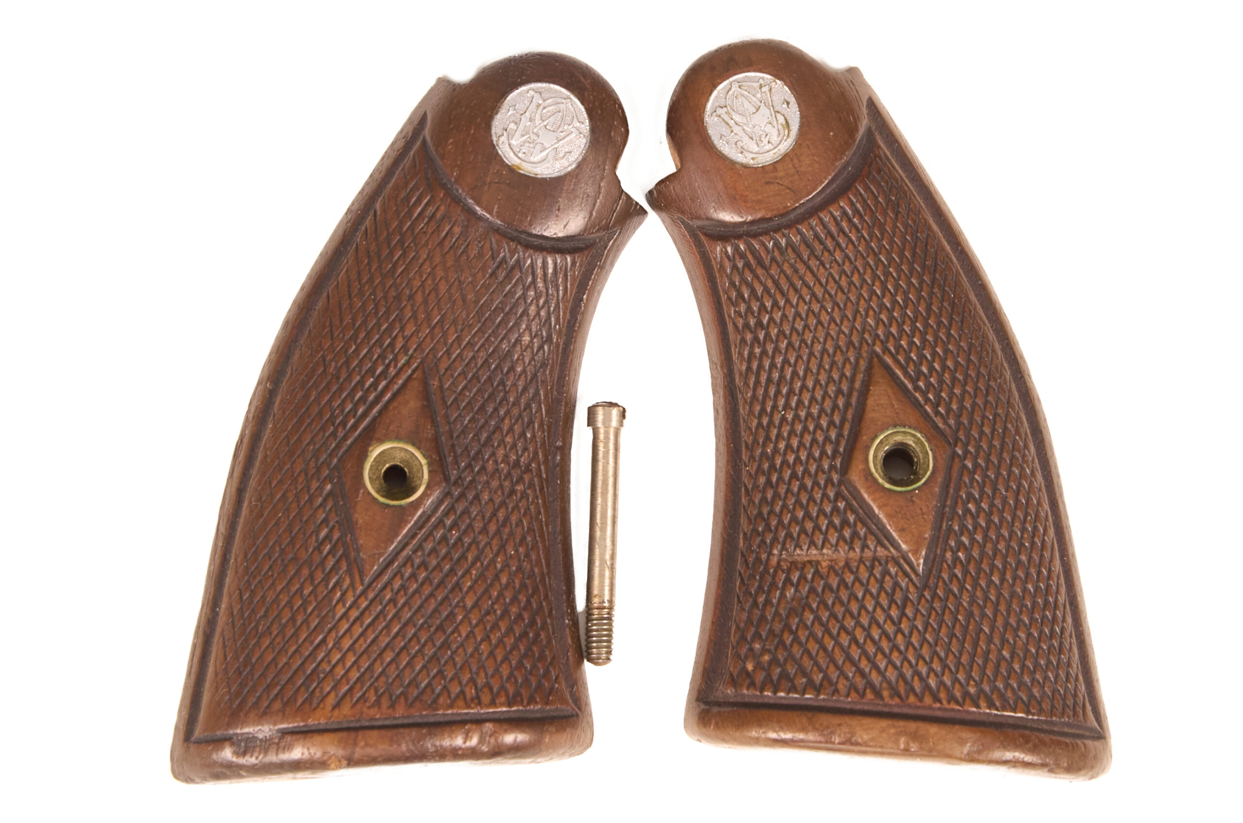 Prewar S&W checkered diamond K-frame walnut grips